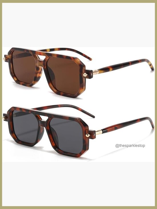 Vintage Retro Aviator Square Sunglasses with UV Protection main image 7